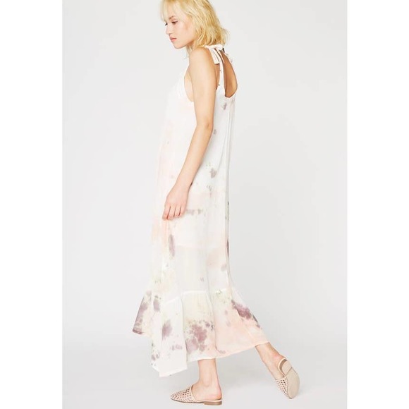 LACAUSA Coco Dress Womens Small White Tie Dye Jewel Wash Tie Shoulder Maxi - Picture 16 of 16